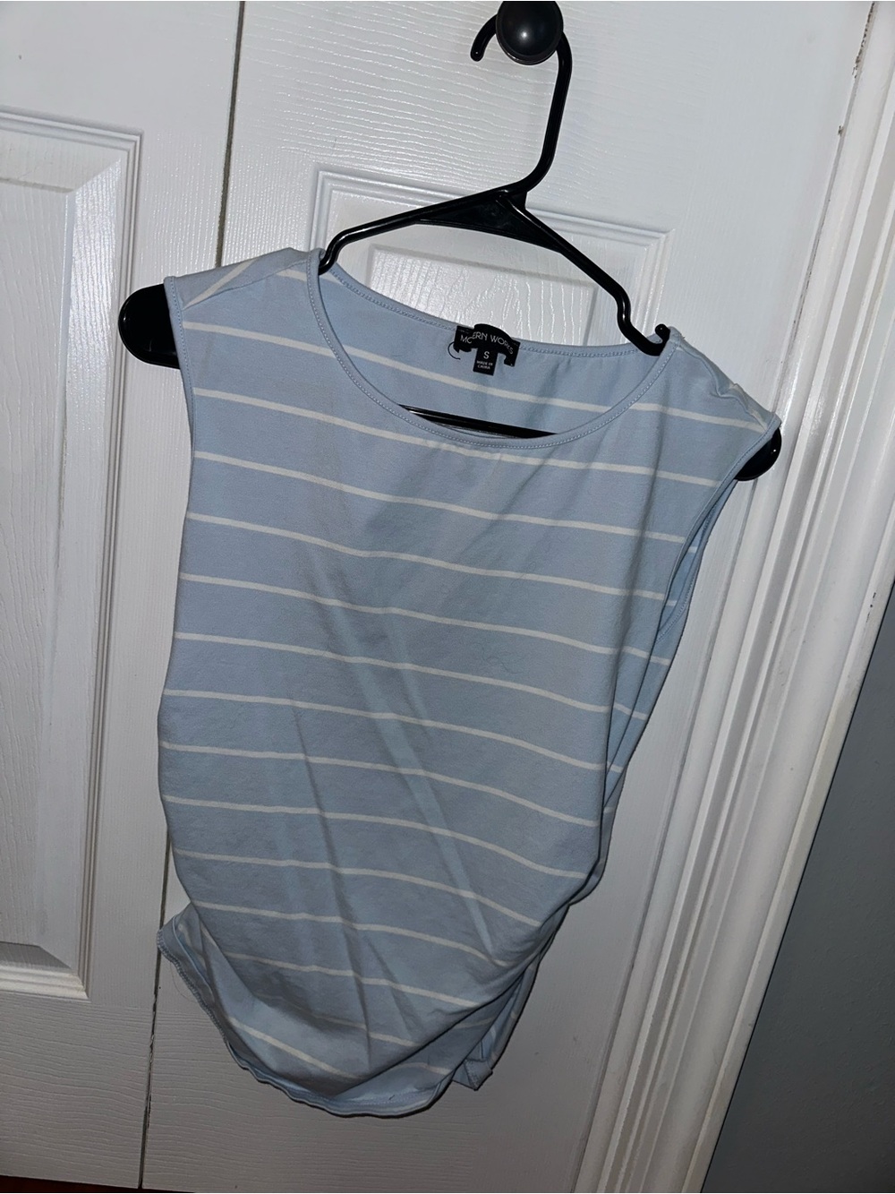 Light Blue Striped Sleeveless Women's Top